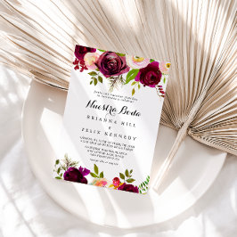 素朴赤面ブルゴーニュフローラヌエストラ結婚ボダズ 招待状