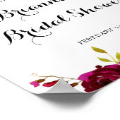 素朴赤面ブルゴーニュフローラブライダルシャワー歓迎 ポスター (角)