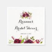 素朴赤面ブルゴーニュフローラブライダルシャワー スタンダードカクテルナプキン (正面)