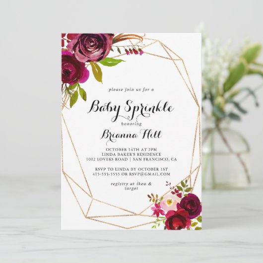 素朴赤面ブルゴーニュフローラベビー散布機 招待状 (スタンド正面)