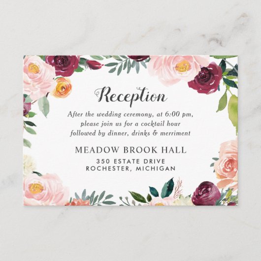 素朴赤面ブルゴーニュフローラリース披露宴 エンクロージャーカード (正面)