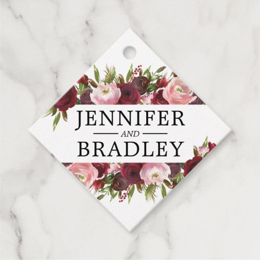 素朴赤面ブルゴーニュ結婚花 フェイバータグ (正面)