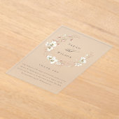 素朴赤面ホワイトメドウフローラ結婚リース アクリル招待状 (レイダウン)