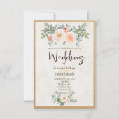 素朴赤面及び緑水色フローラ結婚ズ 招待状 (正面)