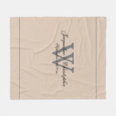 素朴赤面新婚&sギフト結婚モノグラムシック フリースブランケット (正面(横))