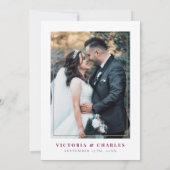 素朴赤面水色フローラ写真結婚の 招待状 (裏面)