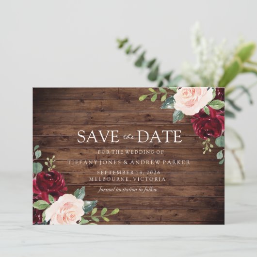 素朴赤面:ブルゴーニュ赤面フローラ水彩 セーブザデート (スタンド正面)