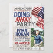 素朴軍隊写真お別れ遠くにパーティー 招待状 (正面)