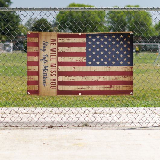 素朴軍隊行き遠くにパーティー米国国旗 横断幕 (インサイチュ)