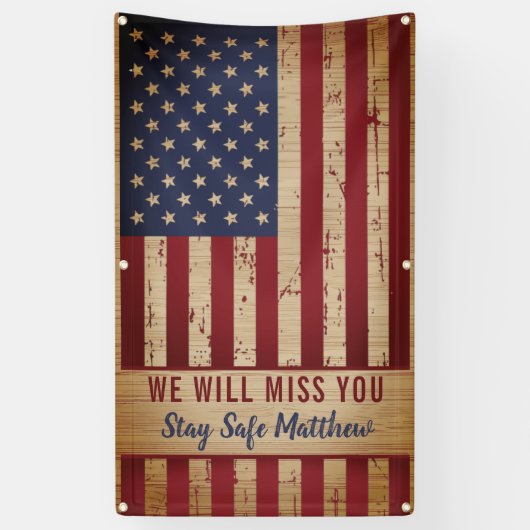 素朴軍隊行き遠くにパーティー米国国旗 横断幕 (縦)