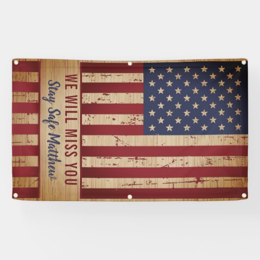 素朴軍隊行き遠くにパーティー米国国旗 横断幕 (横)