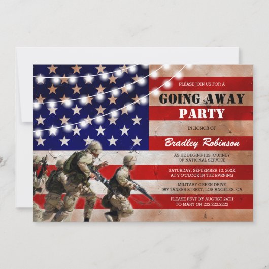 素朴軍隊行き遠くにパーティー |兵士 招待状 (正面)