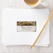 素朴迷彩柄と木材差出人住所ラベル ラベル (インサイチュ)