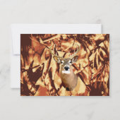 素朴迷彩柄狩り鹿〔雄ジカの〕枝角結婚出欠 出欠カード (裏面)