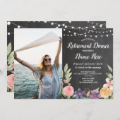 素朴退職パーティー回収チョークフローラ写真 招待状 (正面/裏面)