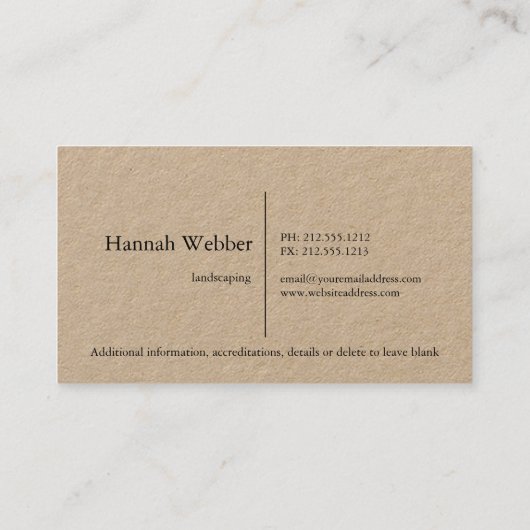 素朴造園のロゴ緑のクラフト紙 名刺 (裏面)