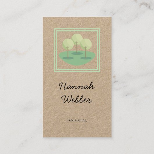 素朴造園のロゴ緑のクラフト紙 名刺 (正面)