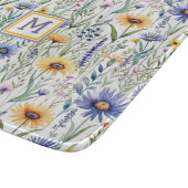 素朴野かわいらし花水色モノグラムの カッティングボード (角)