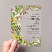 素朴野の花ボヘミ結婚ア アクリル招待状 (インサイチュ (ポータブル))