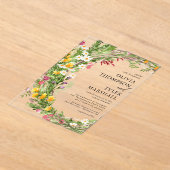 素朴野の花ボヘミ結婚ア アクリル招待状 (レイダウン)