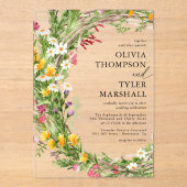 素朴野の花ボヘミ結婚ア アクリル招待状 (正面)