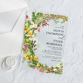 素朴野の花ボヘミ結婚ア アクリル招待状