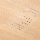 素朴野エレガントモダン結婚花 アクリル招待状 (レイダウン)