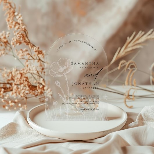 素朴野エレガントモダン結婚花 アクリル招待状