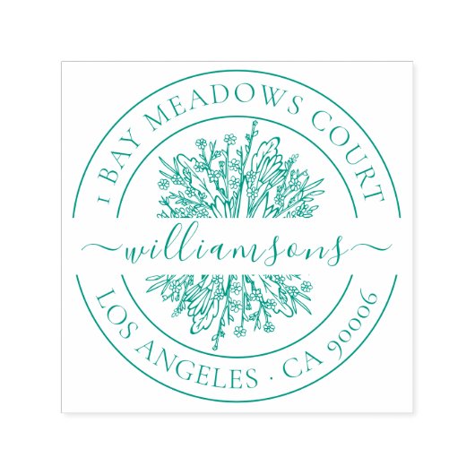 素朴野エレガント花カスタム差出人住所 セルフインキングスタンプ (デザイン)