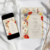 素朴野エレガント花フローラ結婚アーチ 招待状