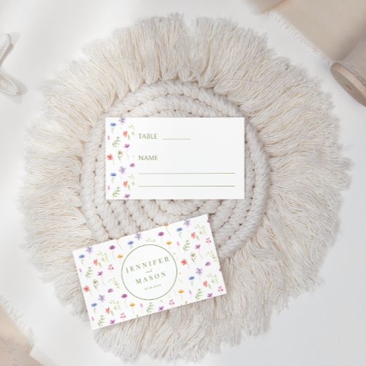 素朴野カラフル野結婚花フローラ プレイスカード