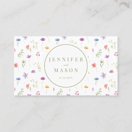 素朴野カラフル野結婚花フローラ プレイスカード (裏面)