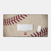 素朴野球名イニシャル番号レトロヴィンテージ デスクマット (キーボード&マウス)