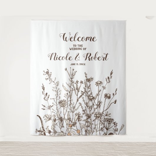 素朴野秋フローラ結婚の背景 タペストリー (正面)