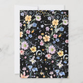 素朴野結婚花の黒テンプレート 招待状 (裏面)