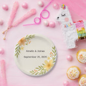 素朴野結婚花紙プレート ペーパープレート (パーティー)