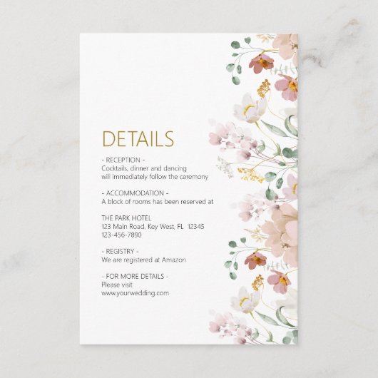 素朴野結婚花詳細囲いカード エンクロージャーカード (正面)