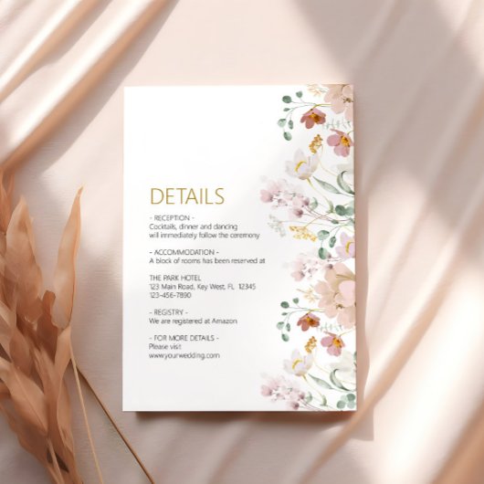 素朴野結婚花詳細囲いカード エンクロージャーカード