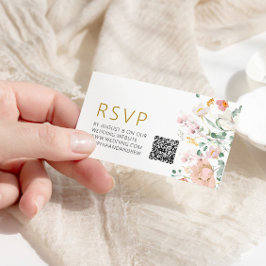 素朴野結婚花QR RSVP エンクロージャーカード