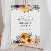 素朴野花ひまわり結婚の歓迎サイン ポスター