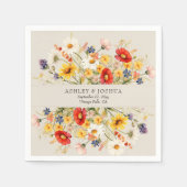 素朴野花カラフル夏秋フローラ スタンダードカクテルナプキン (正面)