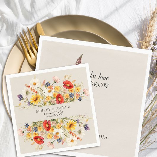 素朴野花カラフル夏秋フローラ スタンダードカクテルナプキン