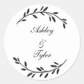 素朴野花フォーク結婚のカスタム ラウンドシール (正面)