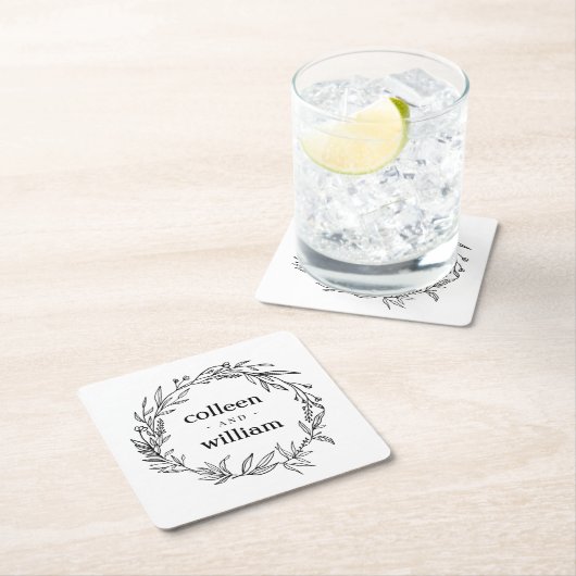 素朴野花フォーク結婚ズ スクエアペーパーコースター (インサイチュ)