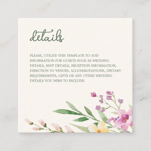 素朴野花フローラ結婚ズ エンクロージャーカード (正面)