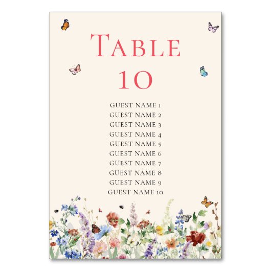 素朴野花フローラ結婚ズ テーブルナンバー (正面)