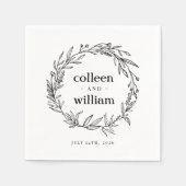 素朴野花リースフォーク結婚ズ スタンダードカクテルナプキン (正面)