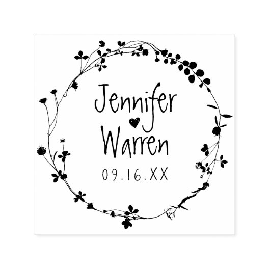 素朴野花リース結婚ズ セルフインキングスタンプ (デザイン)