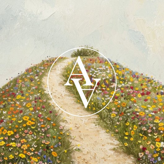 素朴野花絵を描丘草地 ポスター