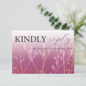 素朴野草ダークピンクRSVP結婚の 出欠カード (スタンド正面)